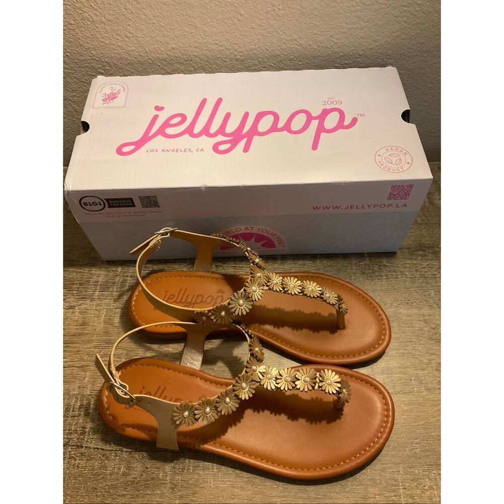 JELLYPOP Womens 8 Willomena Lt Gold Smooth Sandals - Picture 5 of 7